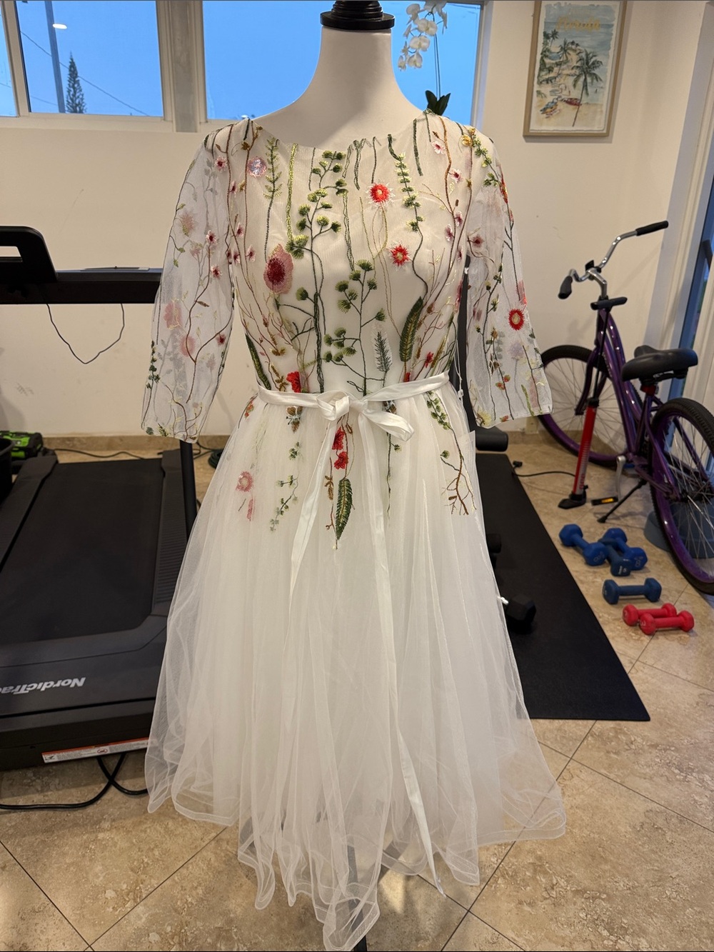 TS COUTURE Floral Embroidery Champagne Chiffon Mesh A-Line Holiday Party dress 8